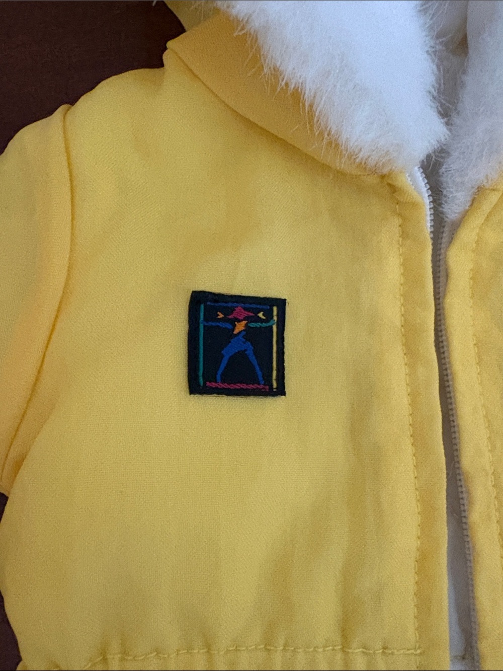 American Girl Yellow Hooded Jacket with White Faux Fur Trim - Picture 2 of 6